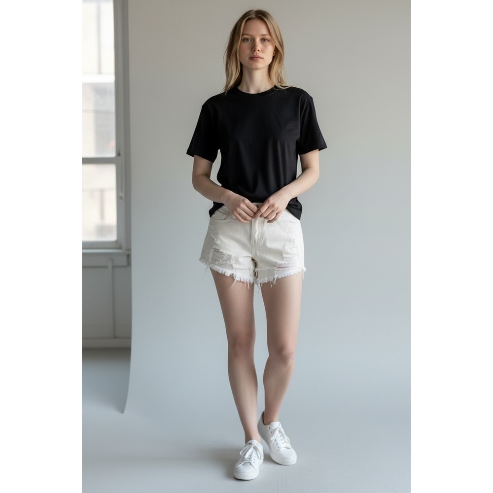 KanCan White Distressed Jean Shorts